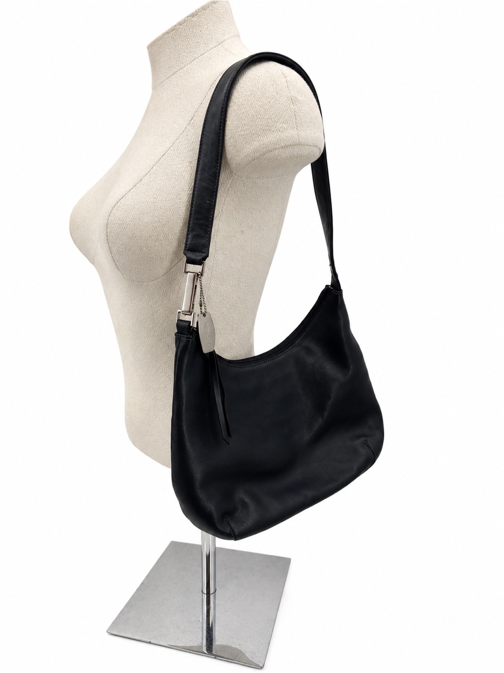 Tignanello Navy Blue Genuine Leather Shoulder Bag Purse Silver Hardware
